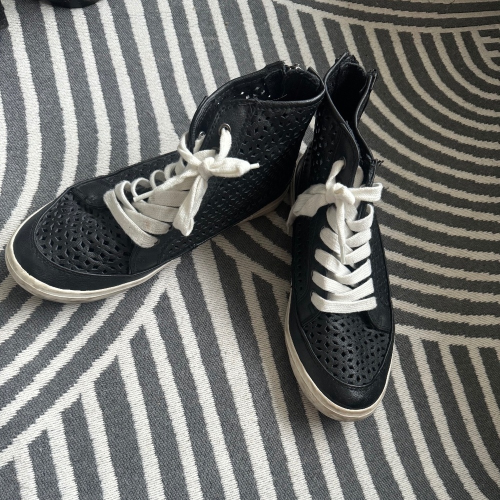 Black/White Lace High Top Sneakers